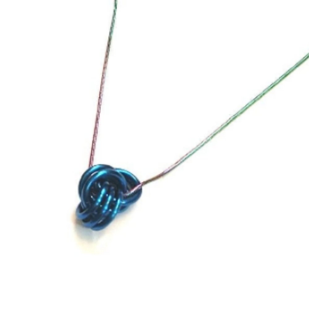 Blue Chrome Knot Chainmail Necklace